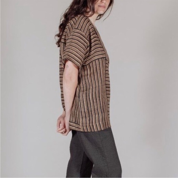 Voloshin sustainable block print gauze top timi lagenlook artsy art to wear M - Picture 14 of 14